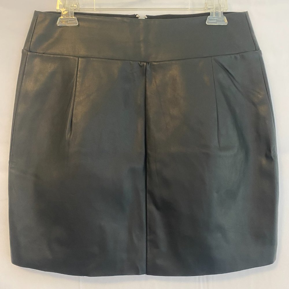 Express Black Faux Leather Full Zip Front Lined Skirt NWT Women's Size 10 - Picture 3 of 8
